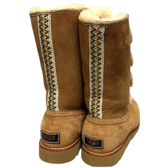 UGG Womens Sz10 Versatile Lace-Up "Rommy" Shearling-Lined Brown Suede Boots - Picture 4 of 10